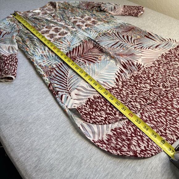 Anthropologie Fig & Flower Tropical Print 3/4 Sleeve Tunic Shirt Dress Medium - Picture 8 of 9